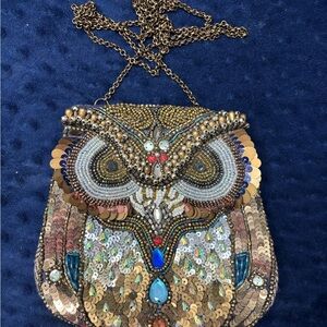 Embellished Owl Design Evening Bag
